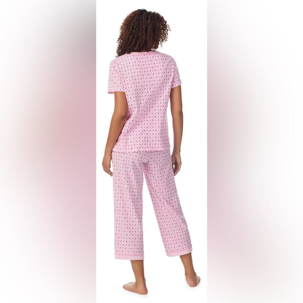 Aria Short Sleeve 100% Cotton Cropped Pajama Set with Pockets, Women’s - Picture 5 of 7